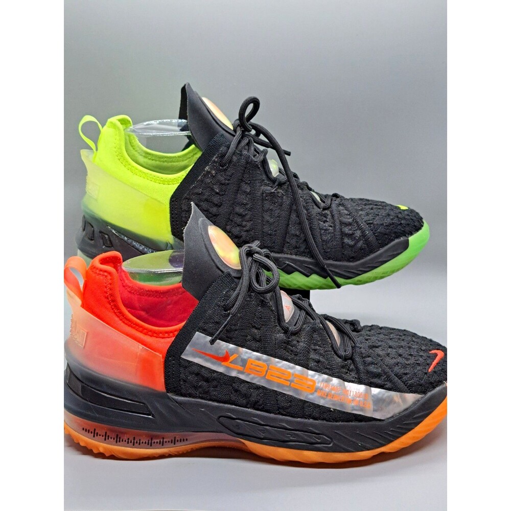 Nike LeBron 18 GS 5.5Y Black Crimson Volt Orange Green CW2760-009 Basketball